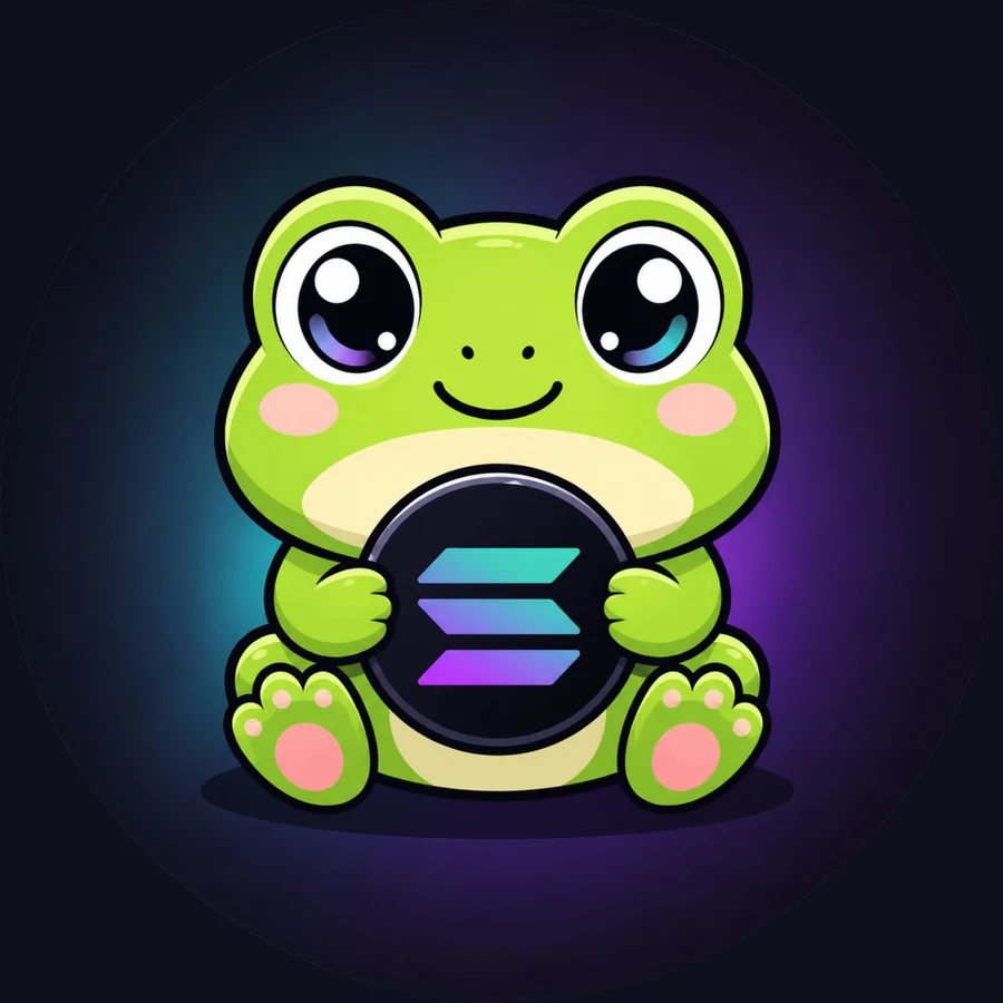 PEPSOL mascot: a round green frog holding a Solana coin